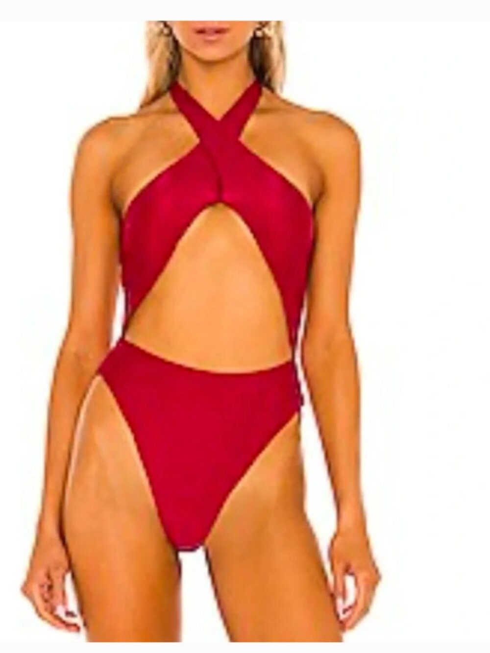 NEW Halter Tie Red Swimsuit Michael Costello/Revolve